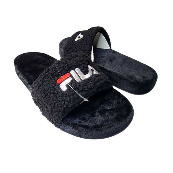 Fila Women's Slide Sandals Black Size 8 Old School New - Picture 1 of 6